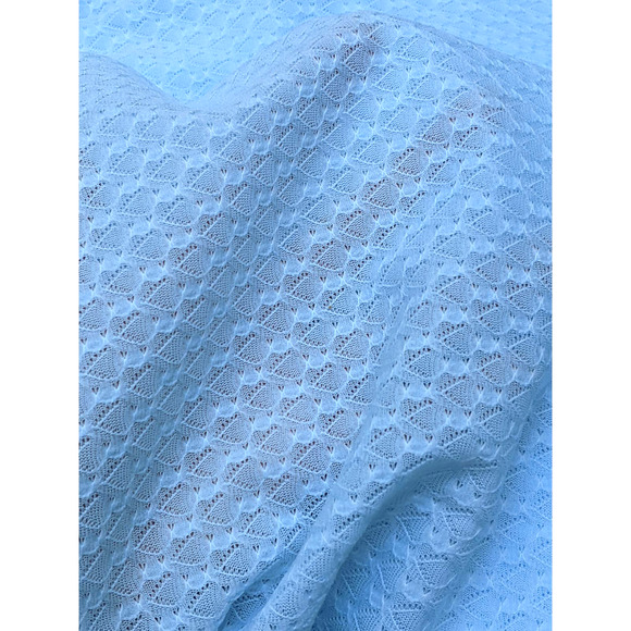 Vintage 60's 70's Pale Blue Light Blue Lace Knit Poly Fabric for Dressmaking - Picture 3 of 5